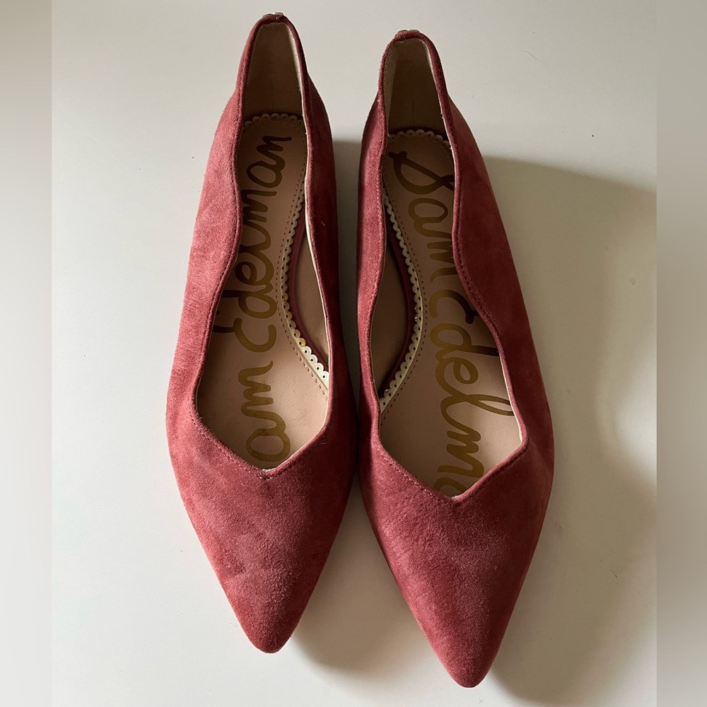 Pointed Toe Flats Sam Edelman Women's RAE Suede Leather 6 blush pink